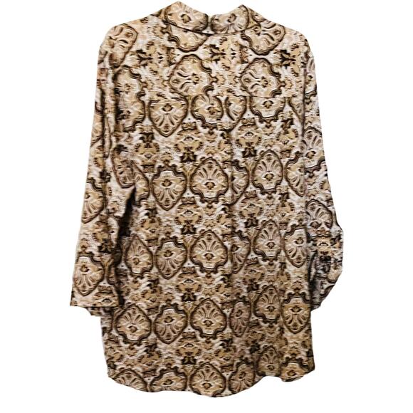 WHITE STAG LONG SLEEVES, BUTTON- UP BLOUSE, WOMENS, 2X(18W/20W), BROWN BEIGE - Picture 4 of 11